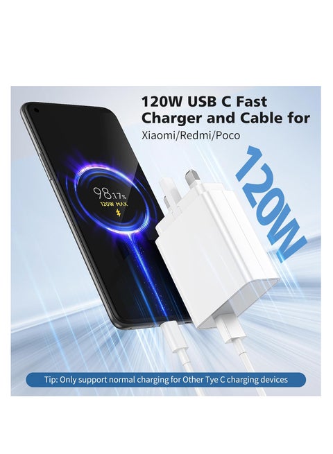 Goodovo 120W Hypercharge Type A Charger compatibel met Redmi Note 15 14 13 12 11 Pro 5G, POCO Xiaomi Redmi 15T 14T 13T 13 12T 12 11T Pro, POCO F8 F7 Ultra