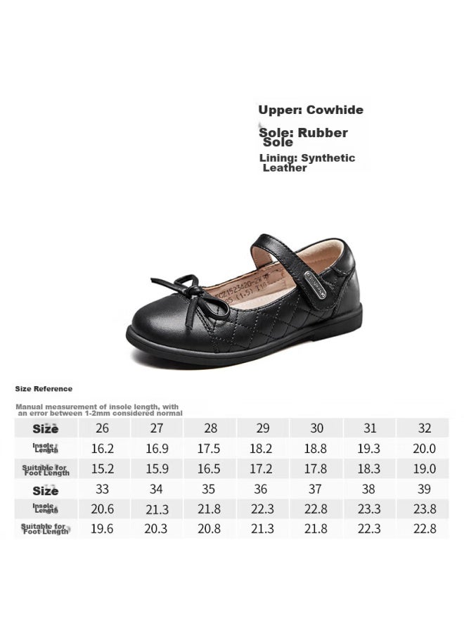 YEARCON Yierkang Children's Shoes, Girls' Black Leather Shoes, Spring Princess Shoes, Soft-soled Kids' Leather Shoes, Big Children's Performance Shoes, Single Shoes, Black, Size 37 - Image 3