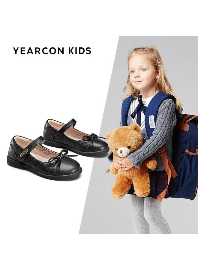 YEARCON Yierkang Children's Shoes, Girls' Black Leather Shoes, Spring Princess Shoes, Soft-soled Kids' Leather Shoes, Big Children's Performance Shoes, Single Shoes, Black, Size 37 - Image 2