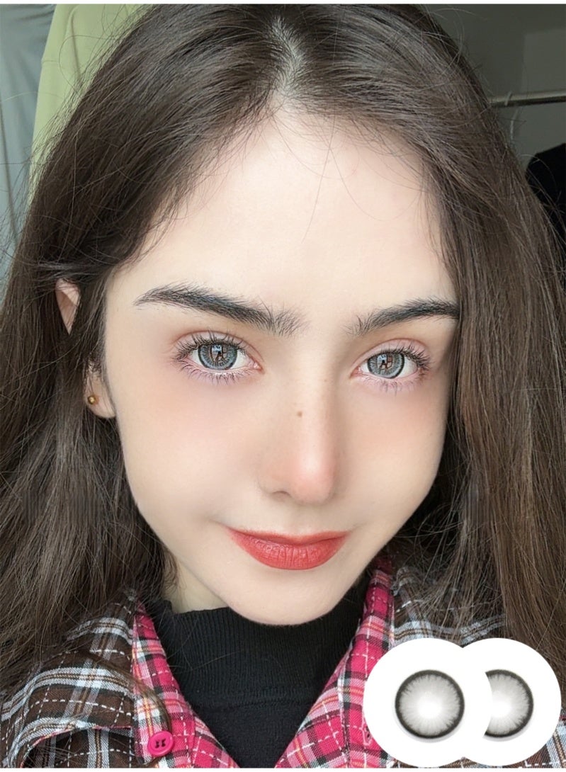 ARUWA عدسات داون غراي الملونة السنوية، عدسات لاصقة تجميلية للجنسين، عدسات طبيعية عصرية، عدسات لينة تحتوي على 40% ماء، قطر العدسة 14.5 مم - Image 1