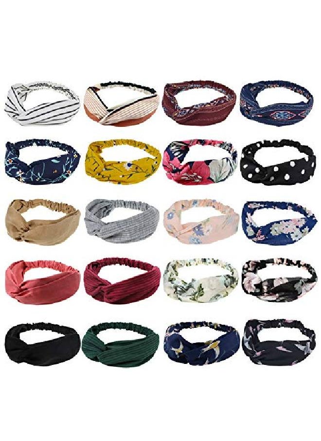 DRESHOW 20 Pack Turban Headbands For Women Twisted Hair Bands Face Vintage Cross Elastic Head Wrap Hair Accessories  - Image 2