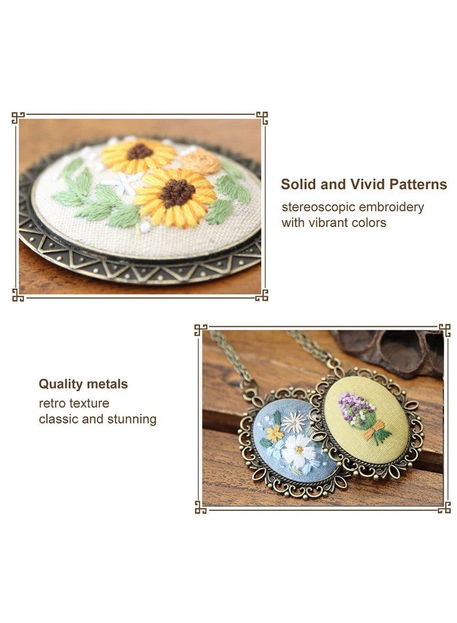 ZOCONE 4 Packs Embroidery Necklace Kit Embroidery Pendant Kit Mini Cross Stitch Kit With Hoop Necklace Pendant Stamped Pattern Cloth Instructions Etc. Embroidery Kit For Adults  - Image 5
