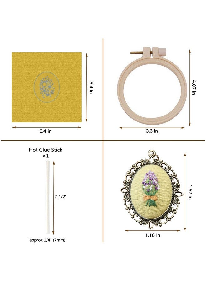ZOCONE 4 Packs Embroidery Necklace Kit Embroidery Pendant Kit Mini Cross Stitch Kit With Hoop Necklace Pendant Stamped Pattern Cloth Instructions Etc. Embroidery Kit For Adults  - Image 3