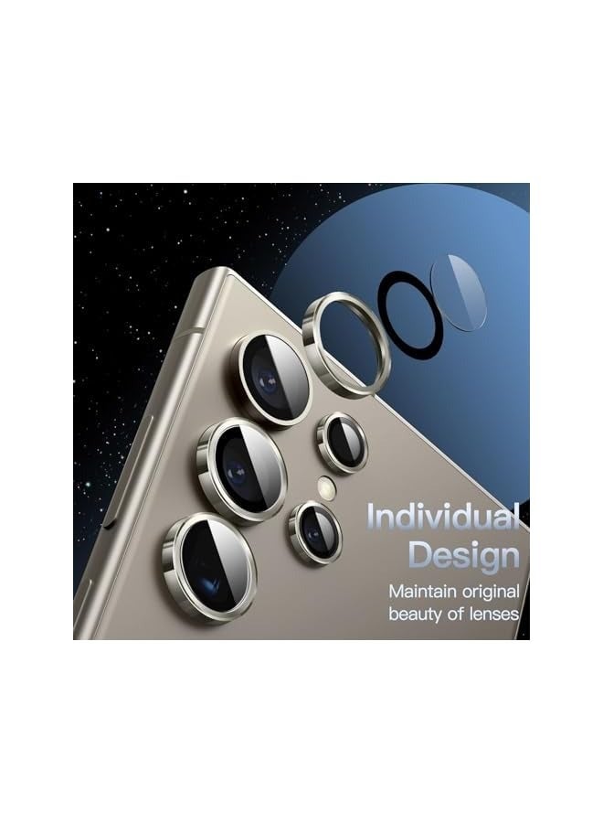 PROMASS Camera Lens Protector for Galaxy S24 Ultra, 9H Tempered Glass Metal Individual Ring Cover, Easy Installation Tray, HD Clear, 1 Set (Titanium Gray) - Image 3