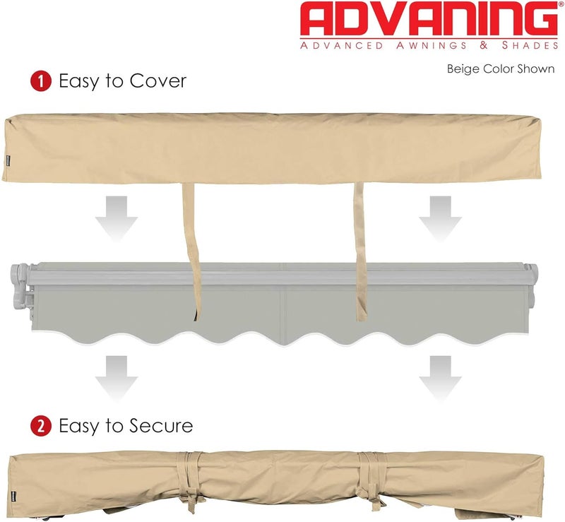 advaning All-Weather Protective Cover for 18' Wide Retractable Awnings, Heavy-Duty Weather Proof Polyester Fabric, Color: Beige, AC1800-P861T - Image 4