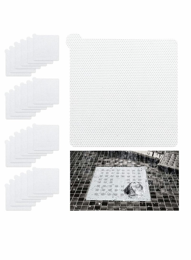 NIBEMINENT Disposable Hair Catcher Shower Drain Mesh Stickers 6 Inch 25PCS White Square Floor Sink Strainer Filter for Bathroom and Kitchen  - Image 1