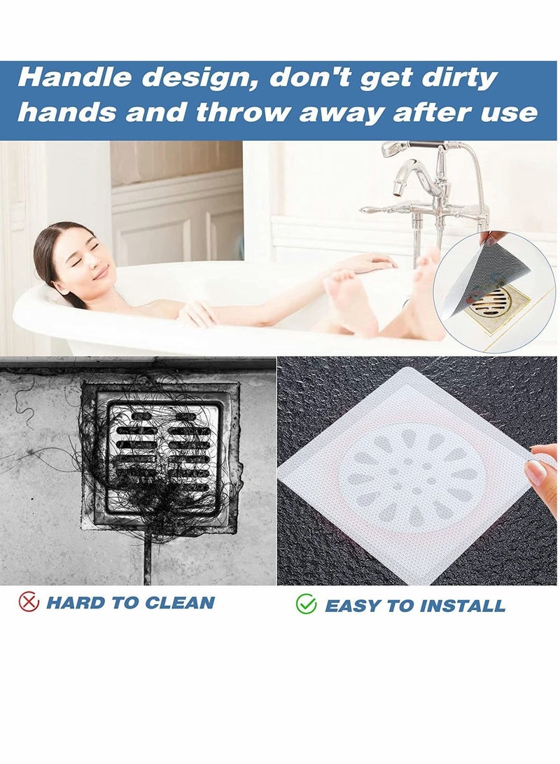 NIBEMINENT Disposable Hair Catcher Shower Drain Mesh Stickers 6 Inch 25PCS White Square Floor Sink Strainer Filter for Bathroom and Kitchen  - Image 5