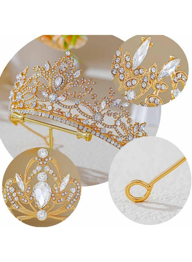Foyte Baroque Queen Crown Wedding Rhinestone Tiara Gold Bride Crystal Hair Accessories Princess Gemstones Headband Crowns For Women (Sliver Rhinestone) - Image 4