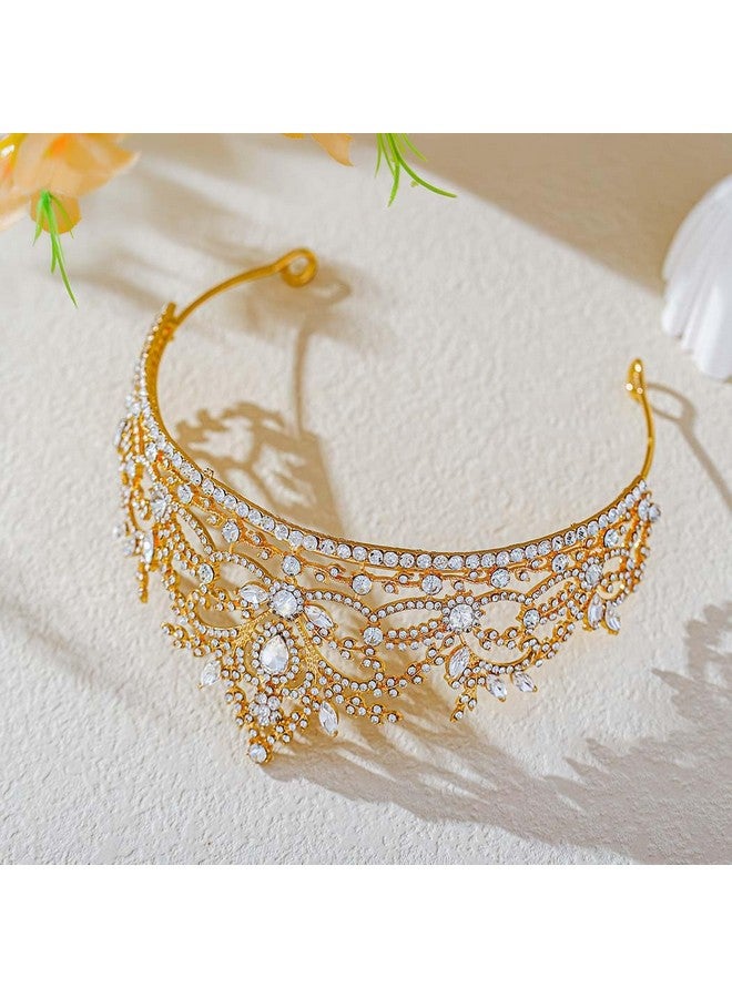 Foyte Baroque Queen Crown Wedding Rhinestone Tiara Gold Bride Crystal Hair Accessories Princess Gemstones Headband Crowns For Women (Sliver Rhinestone) - Image 3