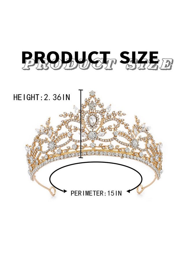 Foyte Baroque Queen Crown Wedding Rhinestone Tiara Gold Bride Crystal Hair Accessories Princess Gemstones Headband Crowns For Women (Sliver Rhinestone) - Image 5