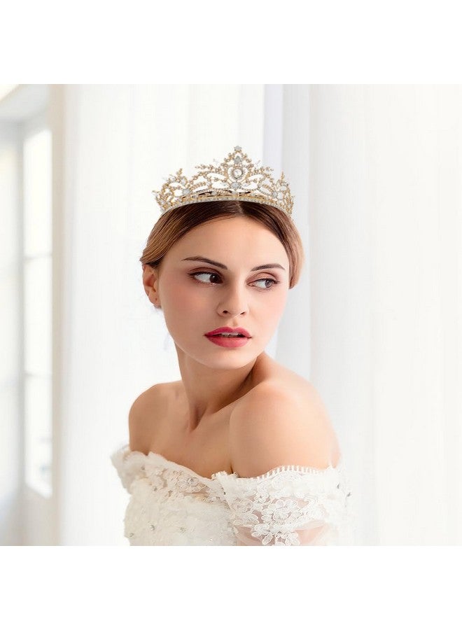 Foyte Baroque Queen Crown Wedding Rhinestone Tiara Gold Bride Crystal Hair Accessories Princess Gemstones Headband Crowns For Women (Sliver Rhinestone) - Image 2