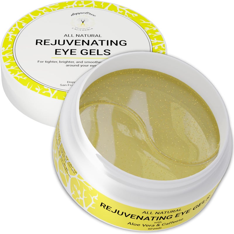 Doppeltree All Natural Caffeine Under Eye Patches & Hydrogel Masks (60 Pads) - Anti Aging Treatment for Crow Feet, Puffiness, Wrinkles, Dark Circles- Formulated in San Francisco - Image 1