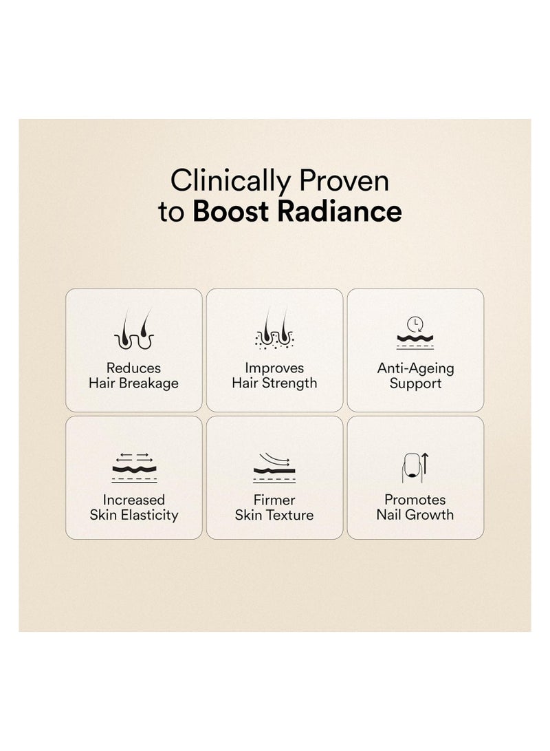 ويلبيينج نيوتريشن ببتيدات الكولاجين البحري الكوري لإشراقة البشرة | بيوتين، فيتامين سي، هـ، حمض الهيالورونيك، أستازانتين | مثبت سريريًا صحة البشرة والشعر والأظافر | مسحوق الفراولة والبطيخ، 250 غرام - Image 3