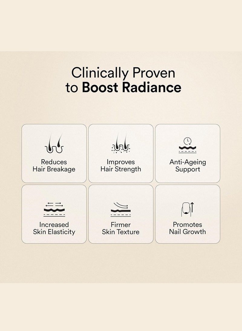 ويلبيينج نيوتريشن ببتيدات الكولاجين البحري الكوري لإشراقة البشرة | بيوتين، فيتامين سي، هـ، حمض الهيالورونيك، أستازانتين | مثبت سريريًا صحة البشرة والشعر والأظافر | مسحوق الفراولة والبطيخ، 250 غرام - Image 2
