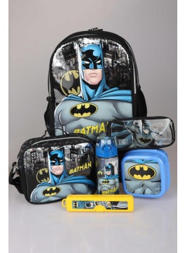 Batman New Season Licensed Kindergarten, Lunch and Pencil Bag, Lunch Box, Toothbrush Box and 500 ml Tritan Water Bottle School Set  - Image 1