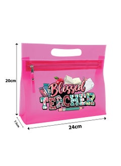 PRINTSHOP4ME Teachers Day Gift Pink Transparent Cosmetic Bag with zipper closure - Teacher Appriciation Gift - Gift for Teacher - Teacher Gifts  - Image 5