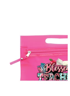 PRINTSHOP4ME Teachers Day Gift Pink Transparent Cosmetic Bag with zipper closure - Teacher Appriciation Gift - Gift for Teacher - Teacher Gifts  - Image 4