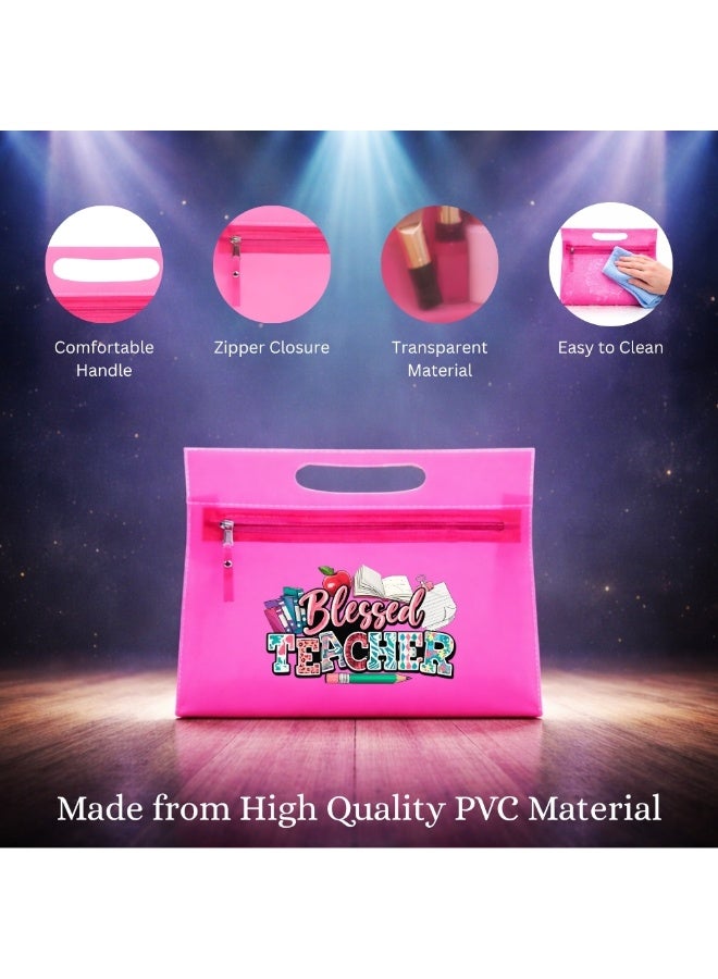PRINTSHOP4ME Teachers Day Gift Pink Transparent Cosmetic Bag With Zipper Closure-Teacher Appreciation Gift- For Teache Gifts - Image 4