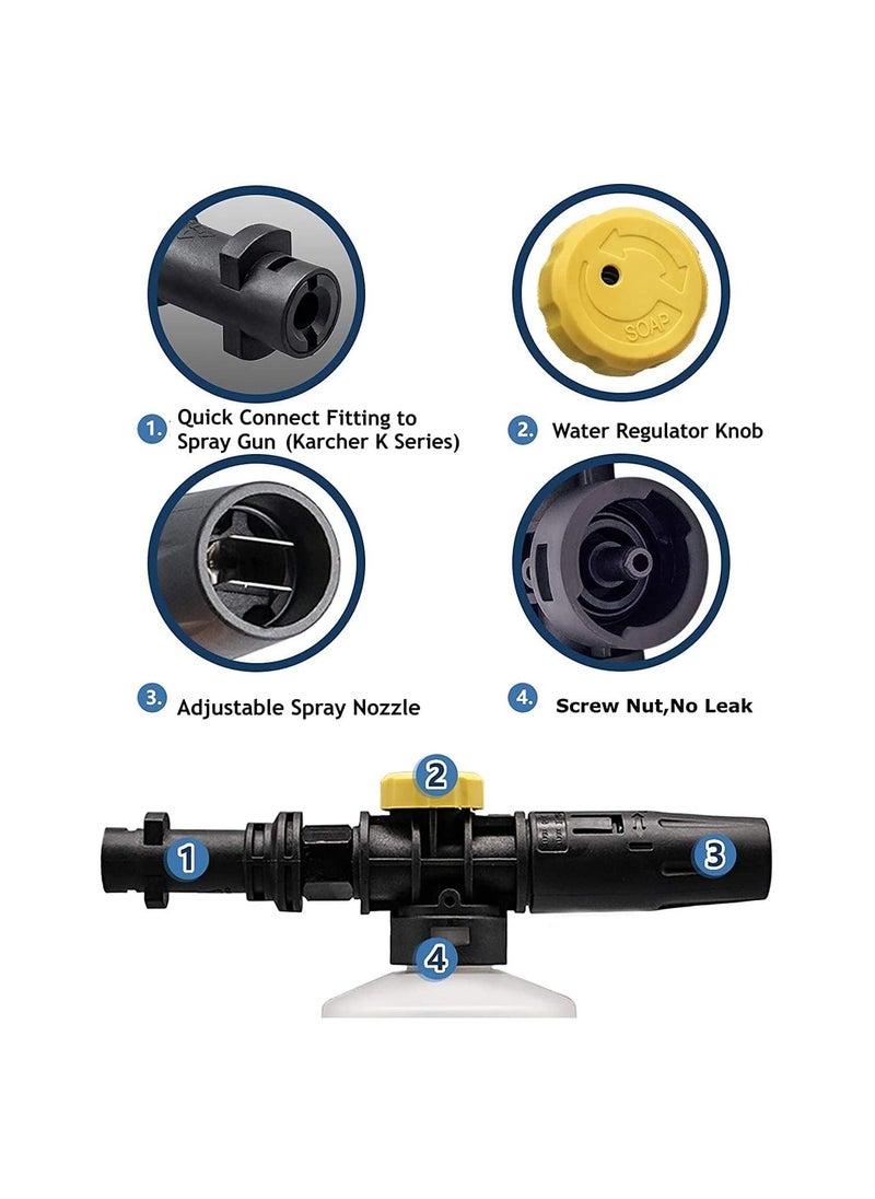 Y&D - SYOSI High-Pressure Car Jet wash Snow Foam Lance, 750ML with Adjustable Sprayer Nozzle Gun for Karcher K2 K3 K4 K5 K6 K7 - Image 1
