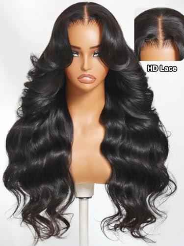 UNICE Real Scalp Glueless Wig Human Hair Pre Plucked Pre Cut 13x4 HD Lace Front Wigs Human Hair Loose Wave with Face Framing Curtain Bangs Bleached Knots Natural Hairline 150 Density 18 inch - Image 3