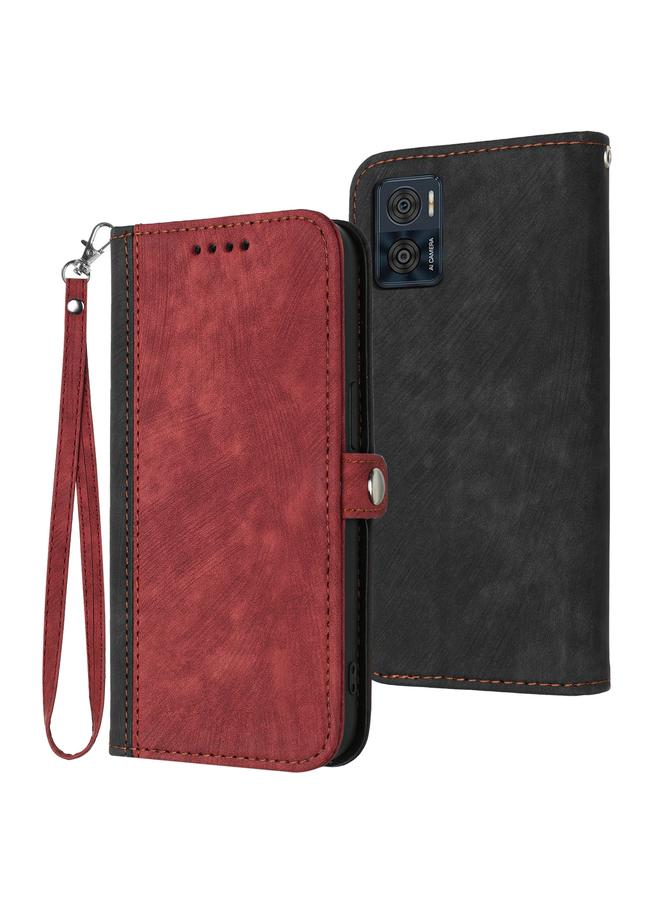 اس-توب جراب هاتف موتورولا موتو E22 مع مشبك جانبي وحزام يد مزدوج الطي مصنوع من الجلد - Image 1