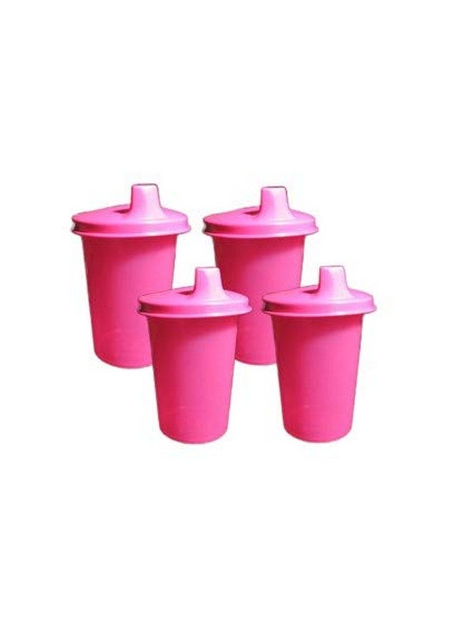 Tupperware Set 4 Pink Kids Bell Tumblers with Pink Sipper Sippy Seals - Image 1