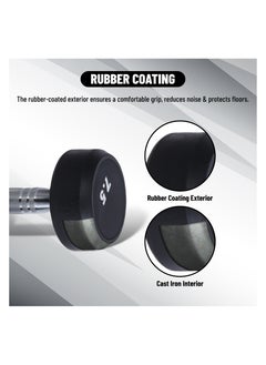 ENDLESS  7.5 Kg (16.5 LB) Fixed Rubber Coated Bouncy Dumbbell | Material: Iron and Rubber | Perfect for Bodybuilding, Fitness, Weight Lifting and Training at Home or Gym | For Men and Women  - Image 4