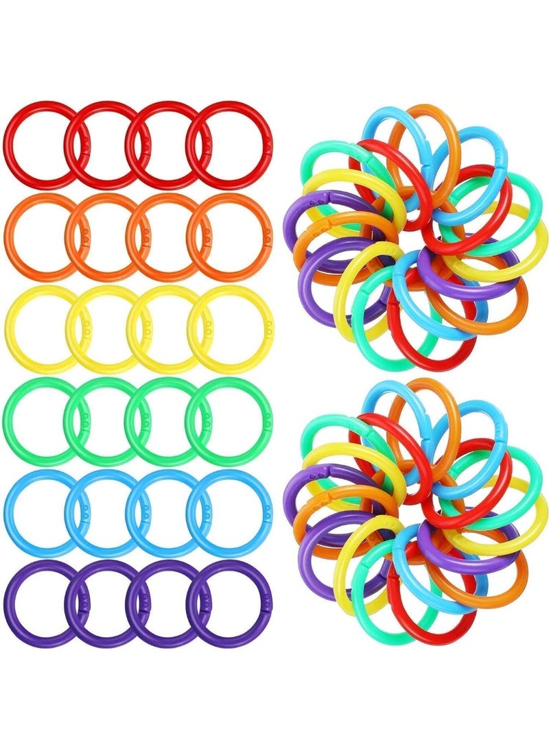 ChicAbode 144 Pcs Plastic Loose Leaf Rings, Multi Color Binder Rings, Book Rings for Cards Document Stack and Swatches, Strong and Durable, Organization School Home Office Use, 6 Colors, 27mm - Image 1