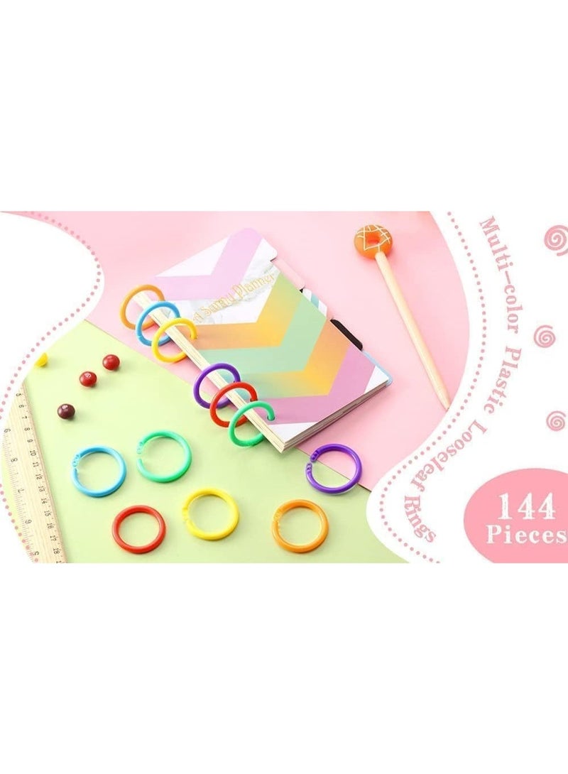 ChicAbode 144 Pcs Plastic Loose Leaf Rings, Multi Color Binder Rings, Book Rings for Cards Document Stack and Swatches, Strong and Durable, Organization School Home Office Use, 6 Colors, 27mm - Image 3