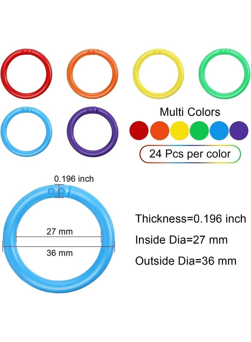 ChicAbode 144 Pcs Plastic Loose Leaf Rings, Multi Color Binder Rings, Book Rings for Cards Document Stack and Swatches, Strong and Durable, Organization School Home Office Use, 6 Colors, 27mm - Image 2