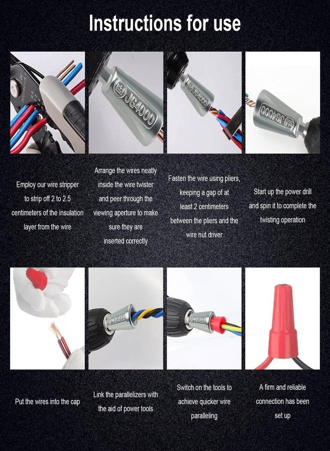 weottfiy 4 Pcs Upgraded Wire Twister Tool for Drill 2025 Version, Multifunctional Wire Nut Twister, Lightweight Wire Nut Twister for Drill Compatible with Power Drills, for 1.5/2.5/4/6mm²(9-22 AWG) wires - Image 3