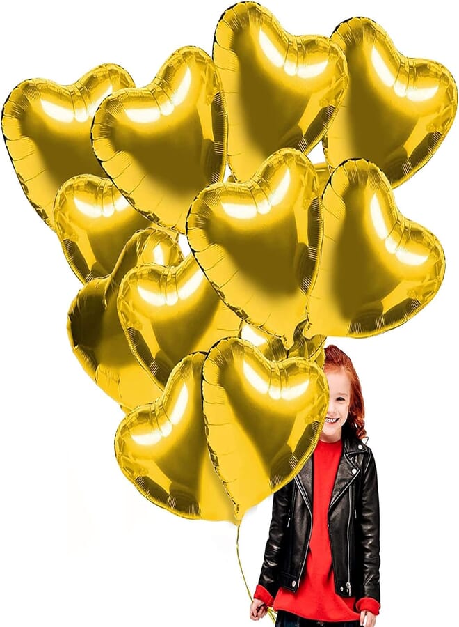 Sunshine smile Pack of 20 Gold Heart Foil Balloons, 18 Inch Heart Helium Balloons, Foil Balloons, Wedding, Foil Balloons, Heart Balloons