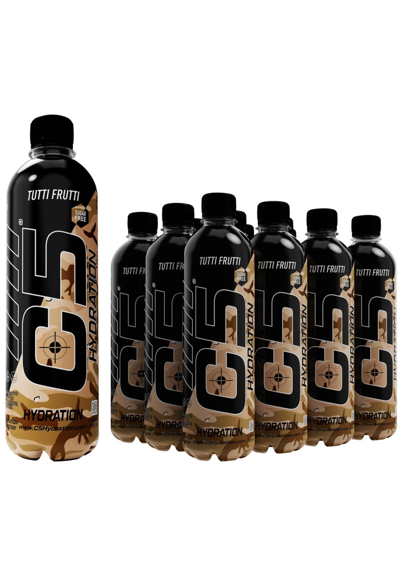 C5 C5 HYDRATION Tutti Frutti Electrolytes & Vitamin Water- Zero Sugar, 20 Calorie BCAA for Recovery -VIT B ENERGY, VIT C & E ANTIOXIDANT, VIT D3 for IMMUNITY - Refreshing Ramadan Drink Pack of 12  - Image 1
