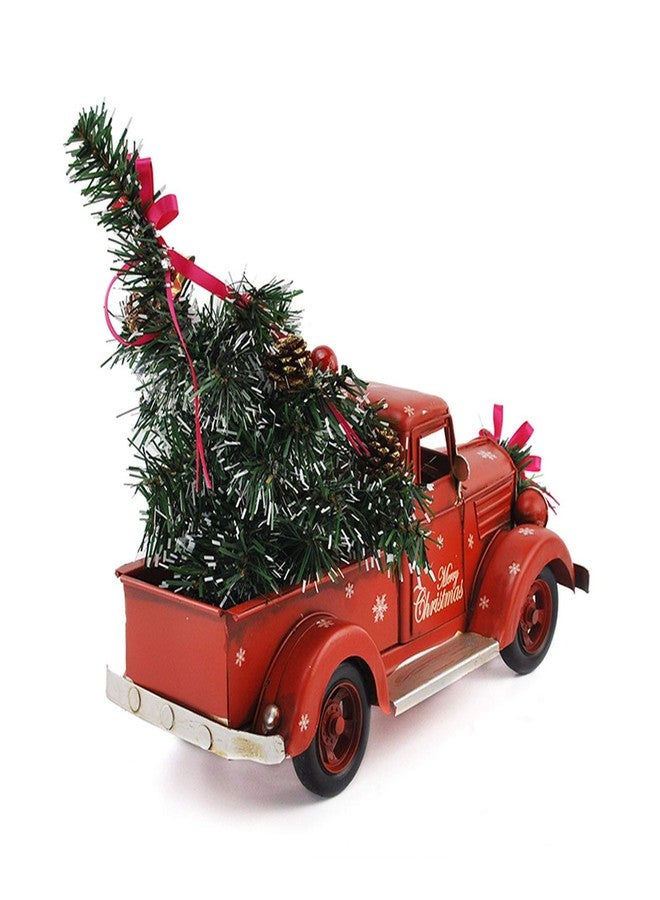 HAO Vintage Red Truck with Mini Christmas Trees Ornaments, Handcrafted Old Red Metal Pickup Truck Car Model for Christmas Decorations, Table Top Decor (18inch) - Image 5