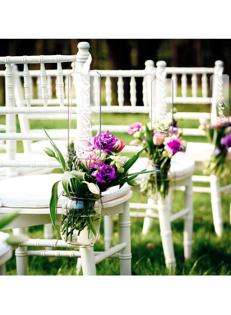 SYOSI علامات محجوزة 6 قطع لكراسي الزفاف، لافتة مكان الجلوس للتحديد، علامة معلقة محجوزة، بطاقة أكريليك لحفل الزفاف، الكنيسة، المطعم، المكتب، الحفلة (حروف بيضاء) - Image 4