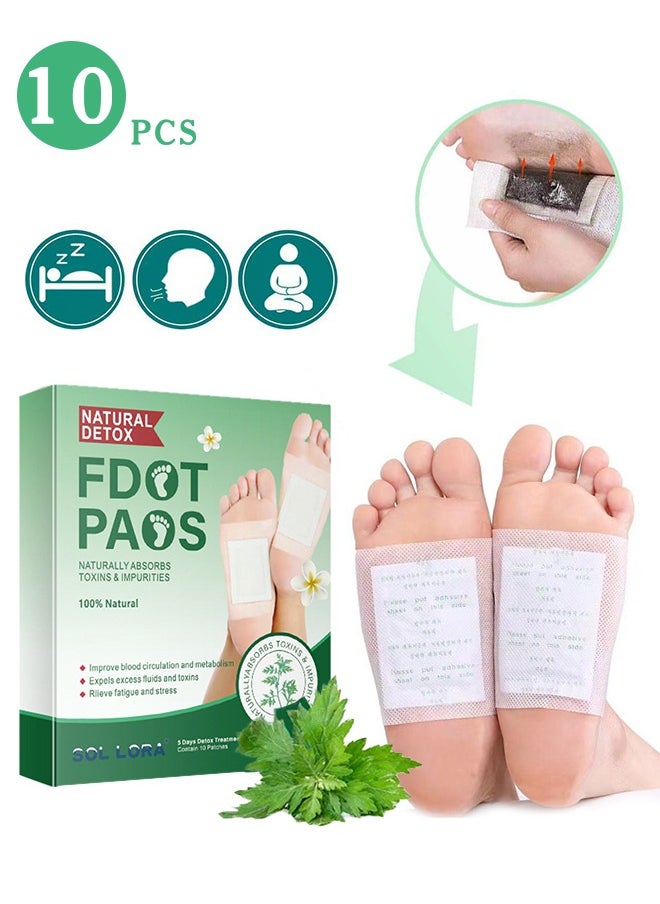 SOL LORA 10 pieces Foot Care Pads, Ginger Oil Bamboo Charcoal Foot Pads, Foot Care Patch, Effective Feet Health Patches, Better Sleep Quality  - Image 1