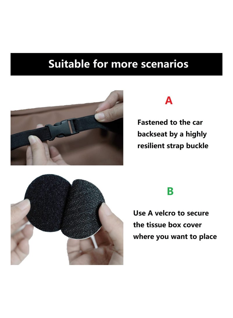 KASTWAVE Leather Car Tissue Holder, Car Backseat Extra Large Tissue Organization with Adjustable Strap and Zipper, PU Leather Backseat Tissue Case for Car/Truck (Beige) - Image 4