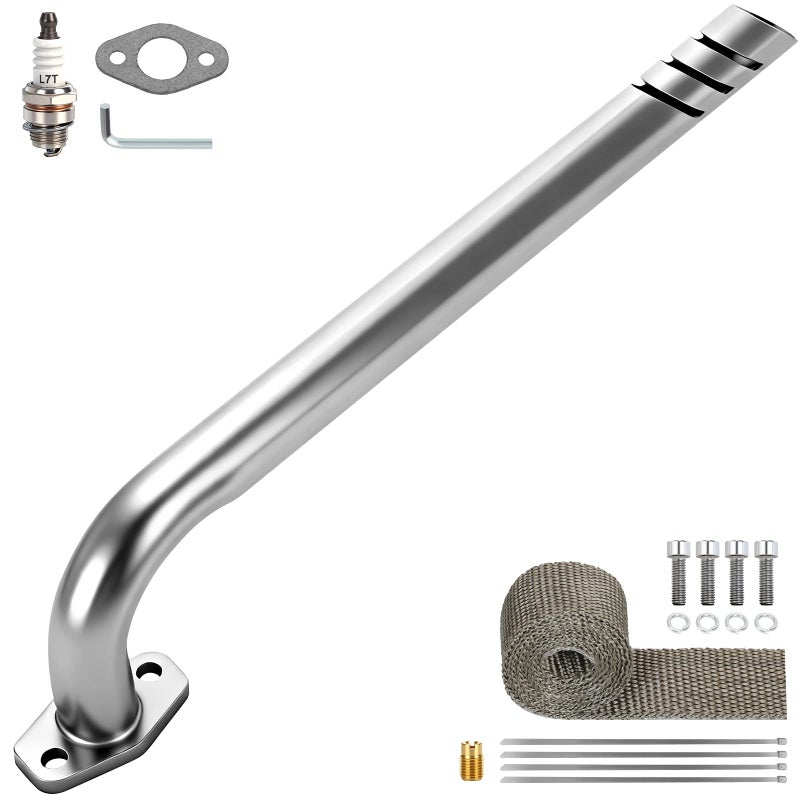 CILOYU Mini Bike Exhaust Header Pipe Kit Compatible with Monster Mega Moto MMB105 105cc MMB80 80cc Motovox MBX10 MBX11 Coleman RB100 RT100 Minibike 79cc Lifan Engine Go Kart Cart Parts - Image 2