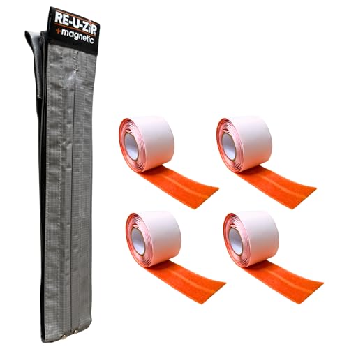 REUZIP SelfClosing Magnetic Entry Strip HandsFree Dust Barrier Zipper Alternative for Plastic Sheeting Reusable Custom Placement Works Under Negative Air Starter KIT