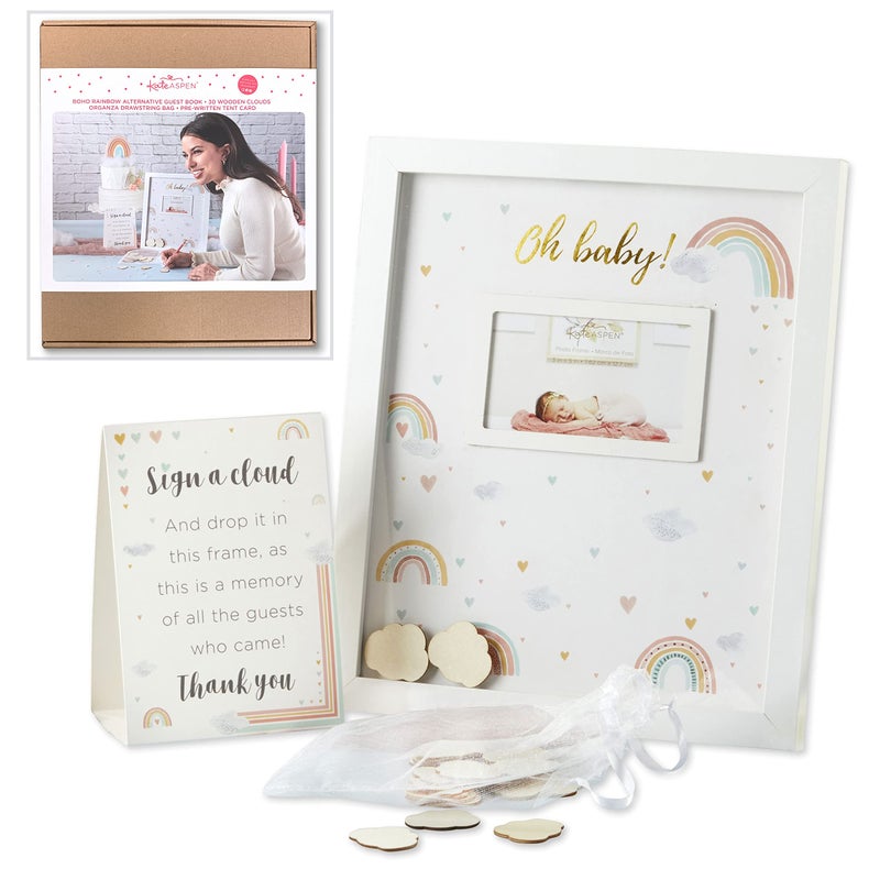 Kate Aspen Baby Shower Guest Book Alternative, One Size, Boho Rainbow - Image 1