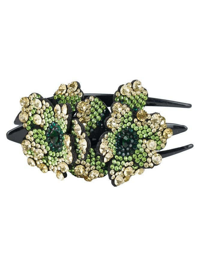 ZEMANIA Double Flower Rhinestone Hair Clip For Women and Girls | Crystal Fancy Hair Clip | Elegant Thick Long hair Barrette Claw Clip (11 cm x 7.5 cm) - Image 1