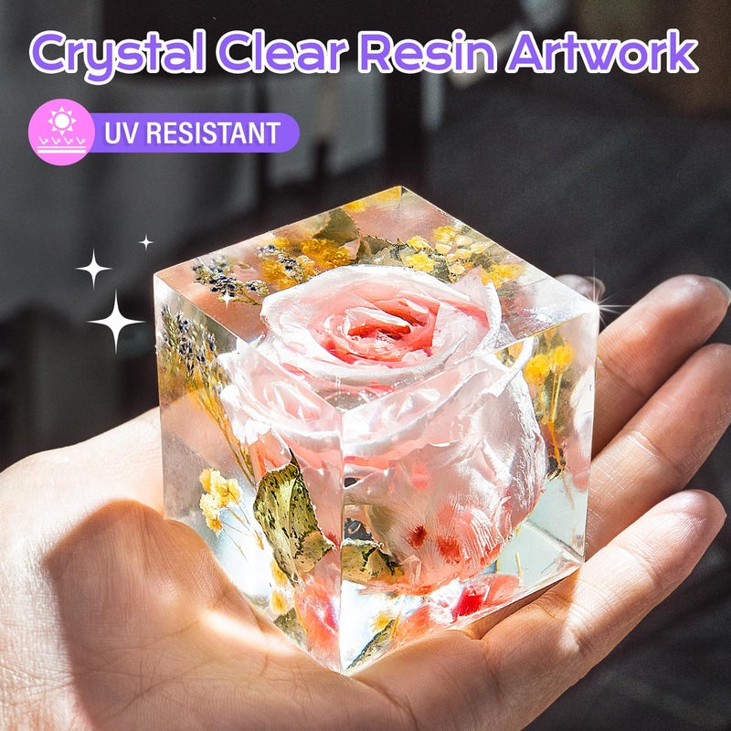 HeyClear Epoxy Resin Kit 32 oz Crystal Clear, Hard Upgraded 2 Part Epoxy and Hardener for Casting Coating, Jewelry Making, DIY Crafts Art (16oz + 16oz) - Image 4