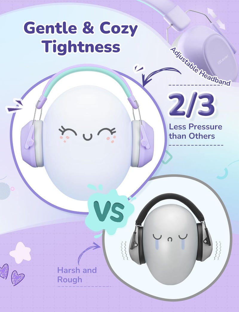 iClever Noise Cancelling Headphones for Kids Adults, SNR 29dB Safety Noise Reduction Ear Muffs for Autism Sensory &Concentration Aid, Ear Hearing Protection for Fireworks/Event/Monster Truck/Concert - Image 4