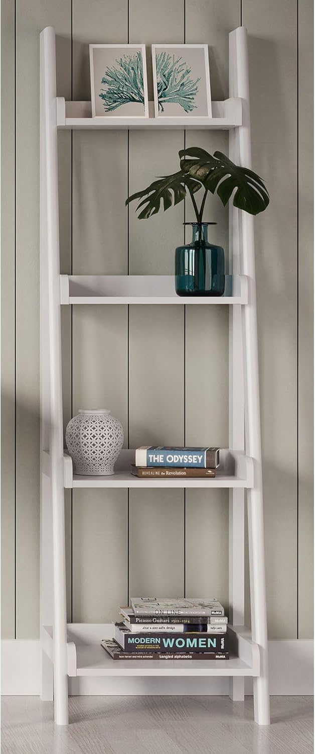 Realspace Realspace 60H 4Shelf Narrow Ladder Bookcase White  - Image 1