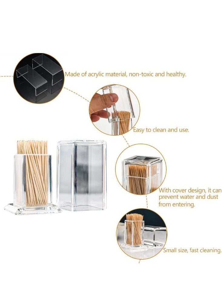 سونسر طقم موزع أعواد أسنان أكريليك، 2 حاملة مربعة شفافة مع أغطية، 100 عود أسنان - Image 4