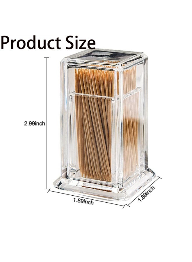 سونسر طقم موزع أعواد أسنان أكريليك، 2 حاملة مربعة شفافة مع أغطية، 100 عود أسنان - Image 2