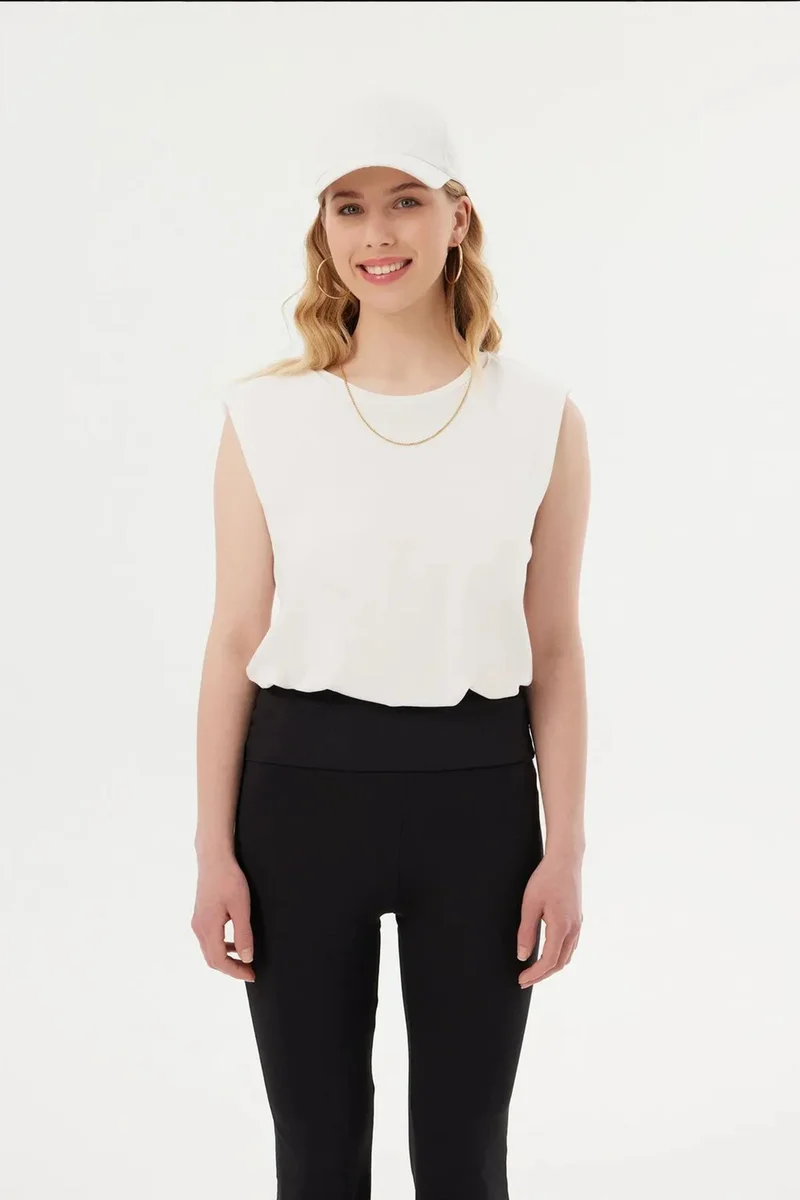 Hiccup Round Neck Raw Edge Sleeveless Tank Top