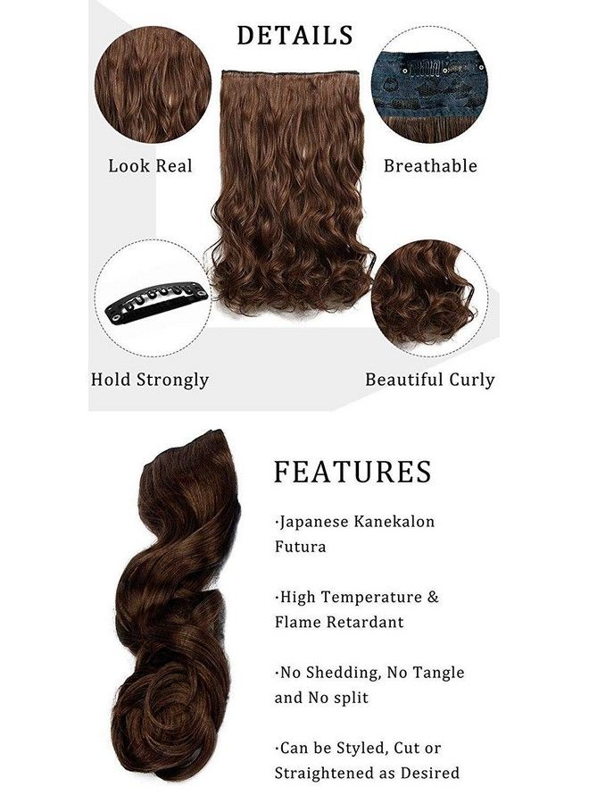 Glan Clips Based Synthetic Fiber Hair Extension (20 To 24 Inches) For Women And Girls Pack Of 1 (5 Clips Curly Dark Brown) - Image 5