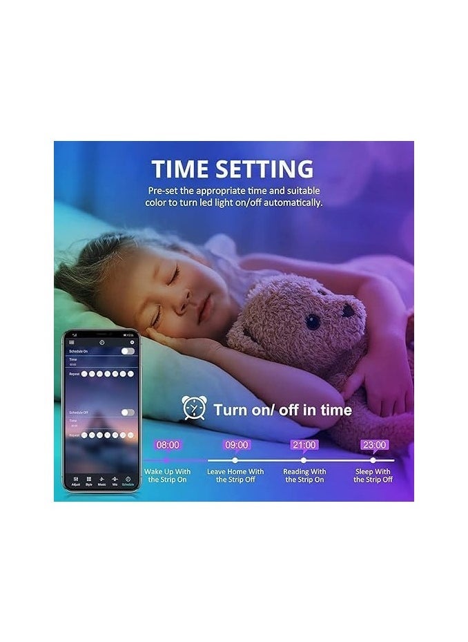 ELTRAZONE 5m Bluetooth LED Strip with USB RGB TV Backlight – Smart App Controlled and Music Sync LED Lights | 24-Button Remote Included | Perfect for Home, Bedroom, and TV Decoration | Adjustable Brightness and Color Modes for Dynamic Ambiance | Easy Installation and USB Powered - Image 4