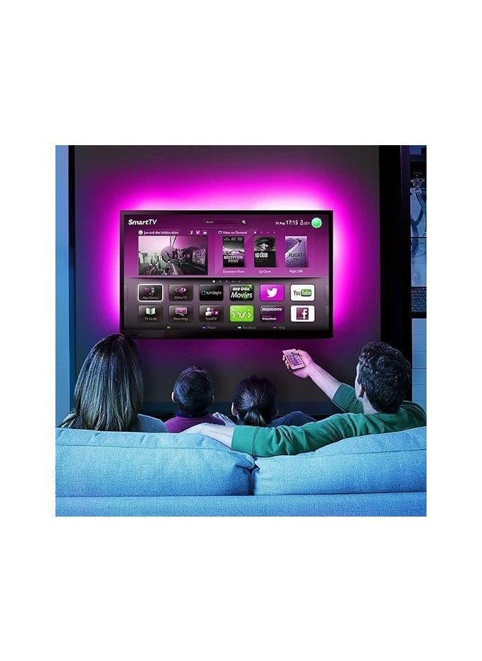 ELTRAZONE 5m Bluetooth LED Strip with USB RGB TV Backlight – Smart App Controlled and Music Sync LED Lights | 24-Button Remote Included | Perfect for Home, Bedroom, and TV Decoration | Adjustable Brightness and Color Modes for Dynamic Ambiance | Easy Installation and USB Powered - Image 5